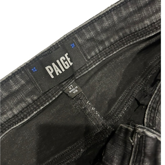 Paige Denim Black Wide-Leg High Waist Jeans Button Fly Crop - Picture 5 of 5